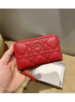Di.or CARO DETACHABLE CARD HOLDER Supple Cannage Calfskin Red High